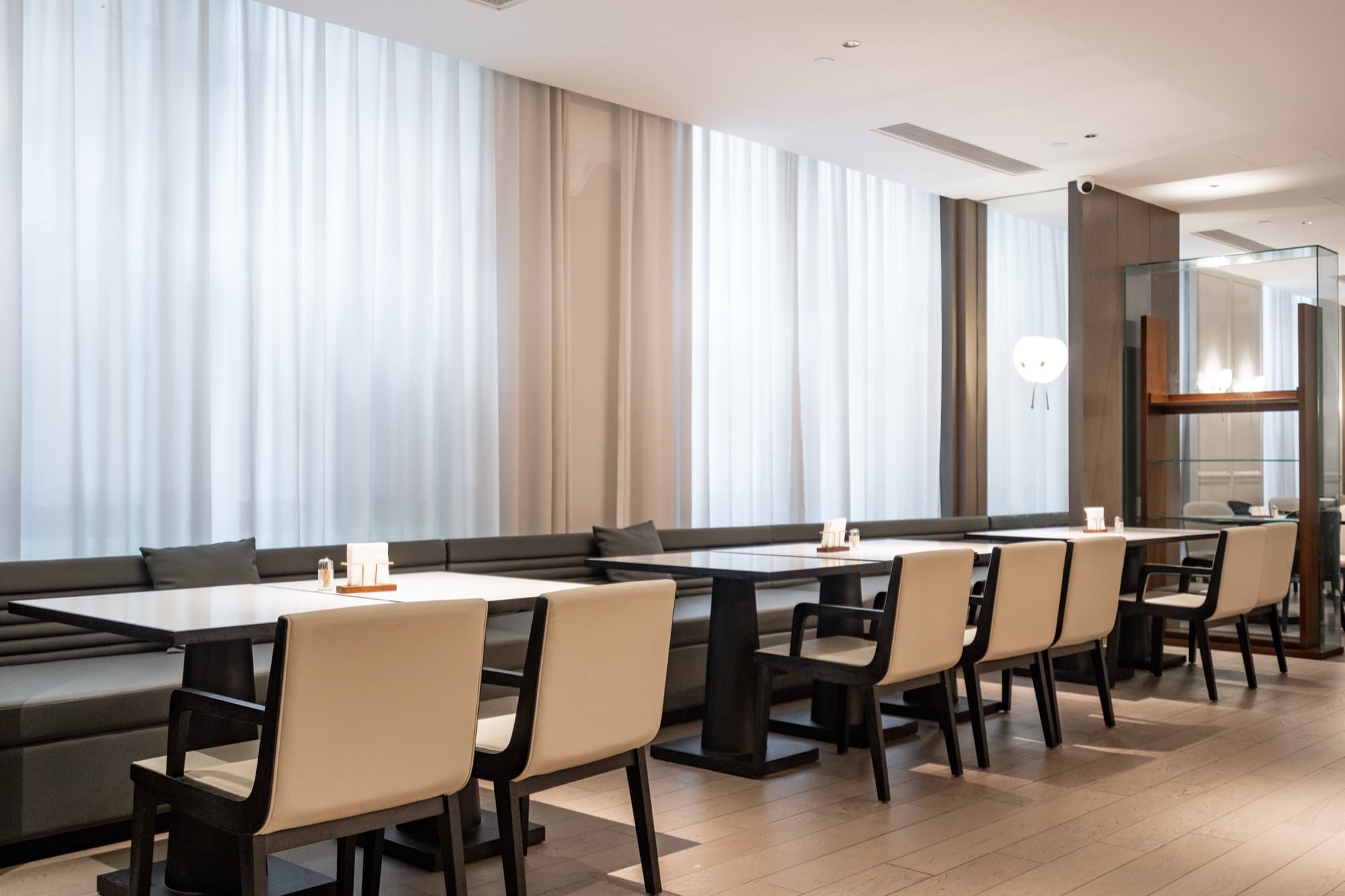 Front-of-house, quiet-hours service.